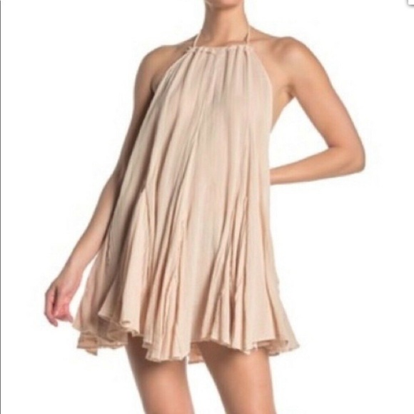 Free people catching rays mini summer halter dress Pebble tan Festival beach XS - Picture 1 of 10
